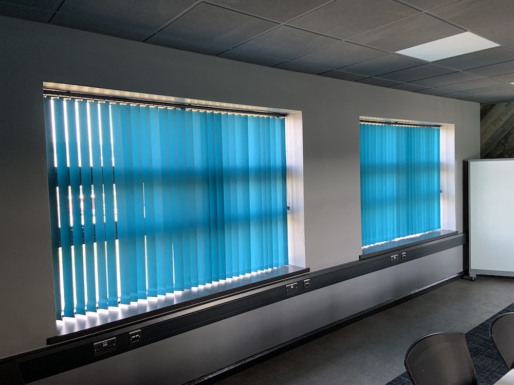 Blue office blinds