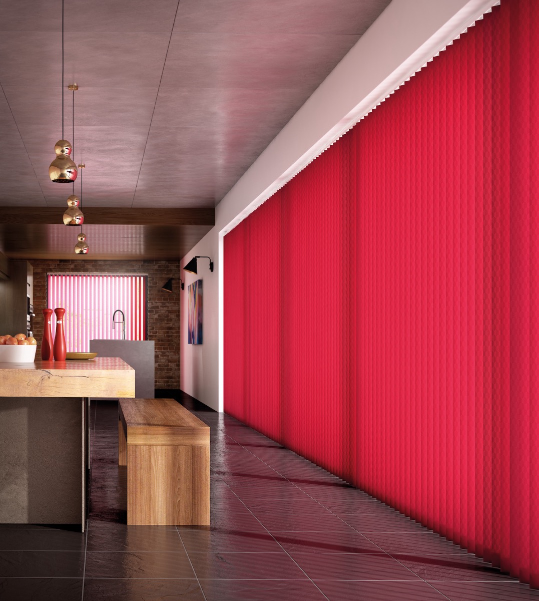 Red Vertical Window Blinds
