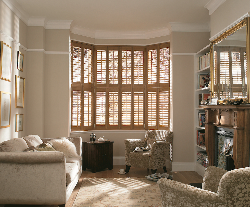 Shutters instead of blinds for privacy 