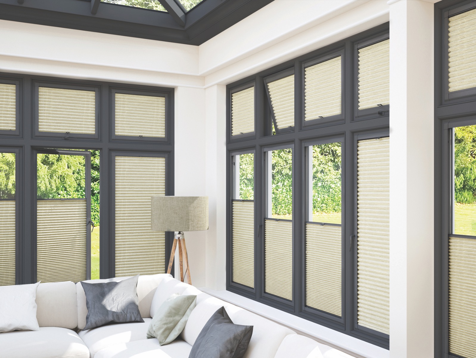 Pleated conservatory window blinds