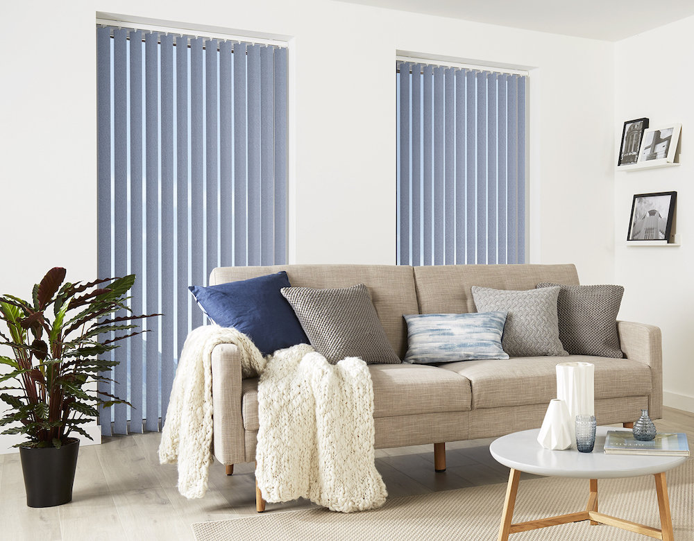 Blue vertical blinds 